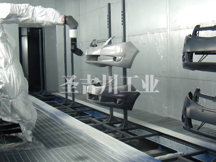 滑撬输送单侧挂保险杠机器人喷涂线