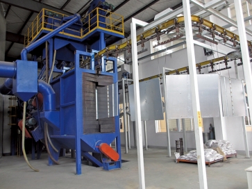 新泰前处理在线抛丸系统