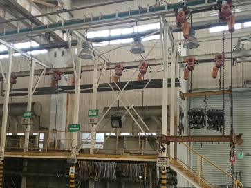 新泰自行葫芦步进式前处理线