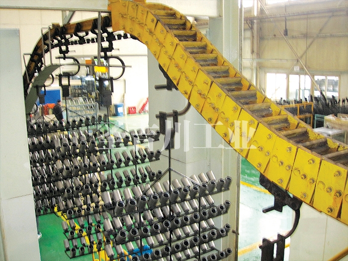 Electrophoretic coating line for flexible lifting chain of shock absorber parts