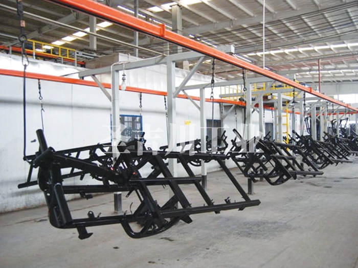 Electrophoretic coating line for tricycle frame