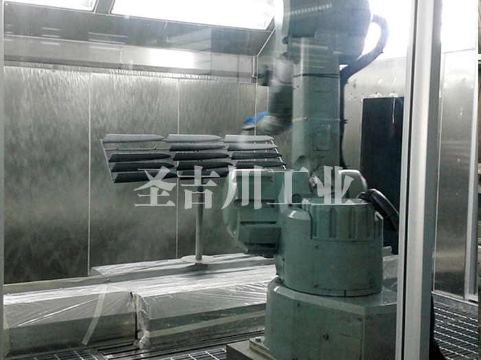 Internal and external decorative strip robot spraying ground rail product line