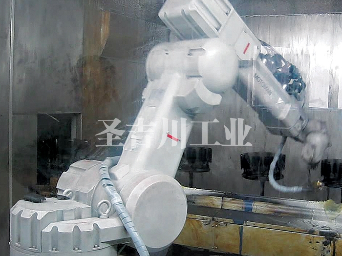 Automatic rotating robot painting line for electronic and home appliance parts