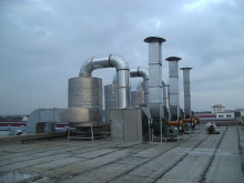 Exhaust gas and wastewater air conditioning