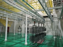 Electrophoresis coating line for seats and rain absorbers