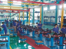 Automobile rear axle spraying line