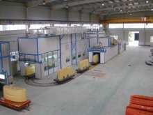 Ground rail paint line for construction machinery parts