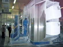 Refrigerator freezer air conditioner shell spraying line