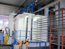 Electrostatic powder spraying line for aluminum profile